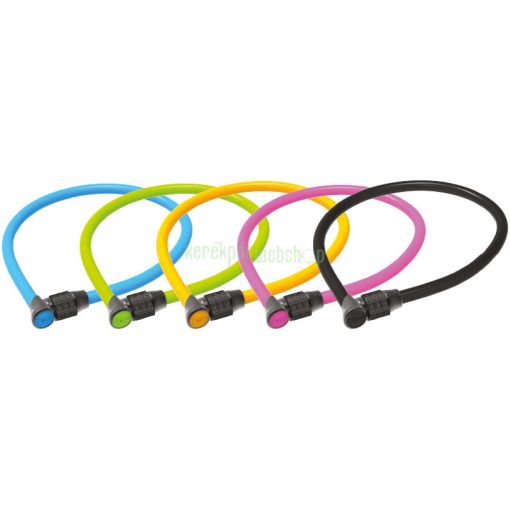 Lakat Onguard Neon kábel, 80cmx6mm számzáras(5db:fekete,kék, zöld, narancs, pink)